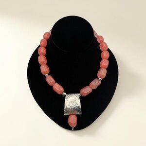 Silpada N1188 Vintage Cherry Quartz 925 Sterling Silver Pendant Toggle Necklace